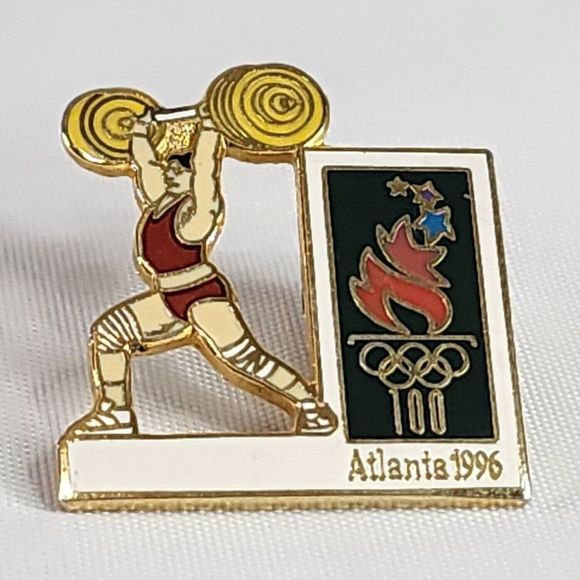 Atlanta Olympics 1996 Weightlifting Enamel Pin 422005 Hoho NYC Rare Og Retro - Picture 5 of 8